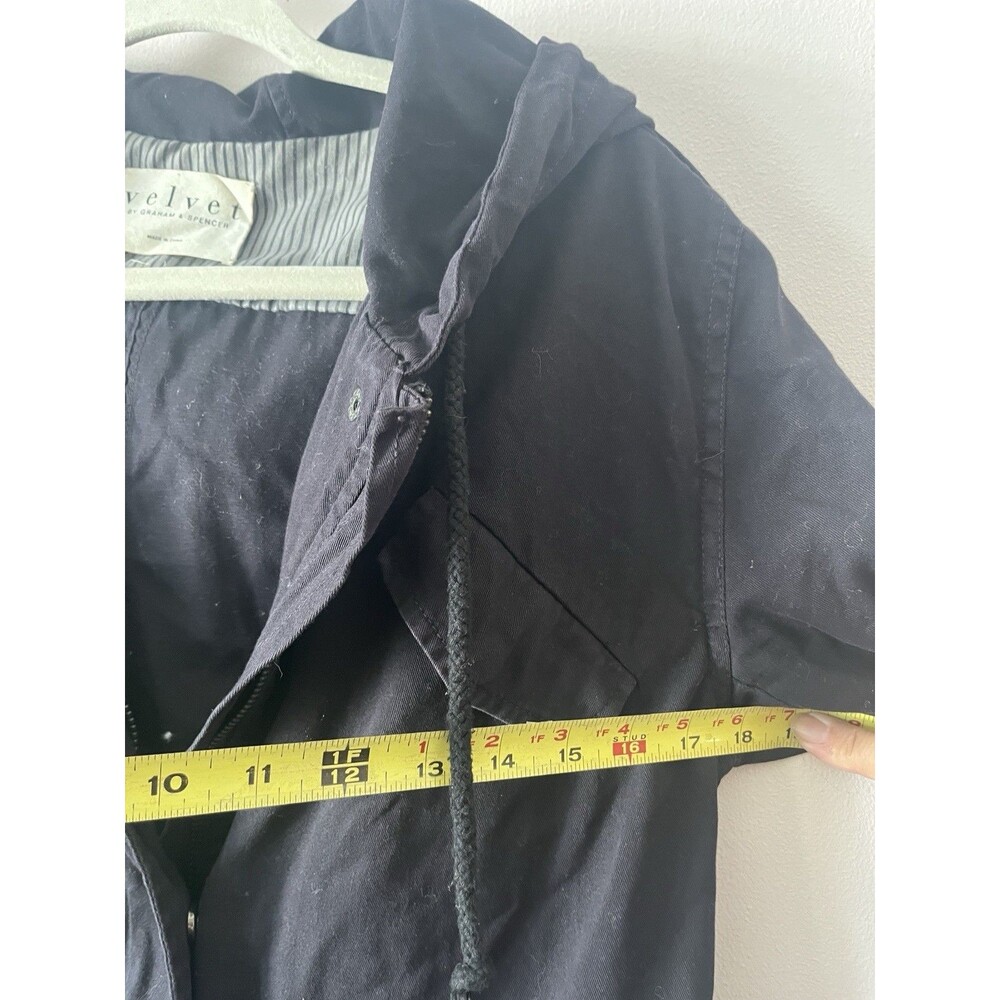 Velvet by Graham & Spencer Black Hooded Utility Jacket Women’s Small Military - Picture 8 of 8